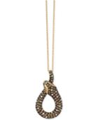 Le Vian Chocolate And White Diamond Snake Pendant Necklace In 14k Gold (1-7/8 Ct. T.w.)