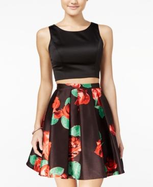 Sequin Hearts Juniors' 2-pc. Floral-print A-line Dress