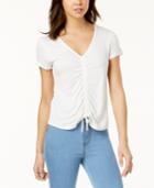 Hippie Rose Juniors' Ruched-front T-shirt