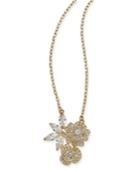 Kate Spade New York Gold-tone Crystal Flower Pendant Necklace, 15 + 3 Extender