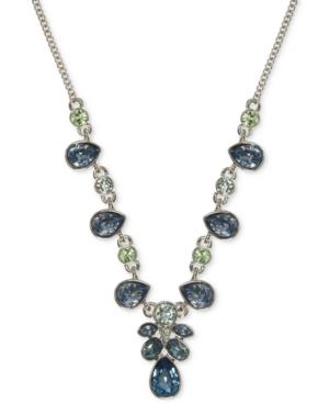 Givenchy Silver-tone V-shape Blue Crystal Collar Necklace