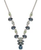 Givenchy Silver-tone V-shape Blue Crystal Collar Necklace