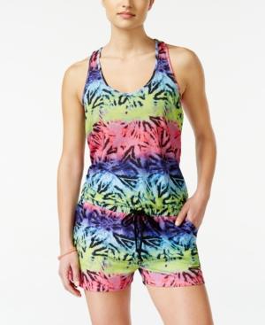 Material Girl Active Juniors' Printed Racerback Romper, Only At Macy's