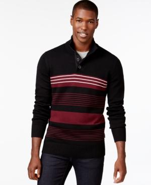 Sean John Striped Button-neck Sweater, Only At Macy's