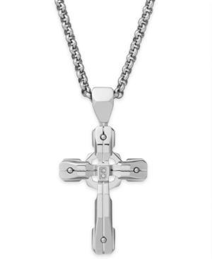 Diamond Accent Celtic Cross Pendant Necklace In Stainless Steel