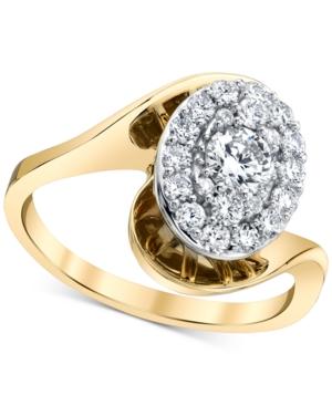 Diamond Halo Twist Ring (3/4 Ct. T.w.) In 14k Gold & White Gold