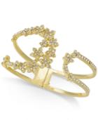 I.n.c. Silver-tone Crystal Cluster Flower Hinged Cuff Bracelet, Created For Macy's