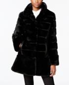 Jones New York Faux-leather-trim Faux-fur Coat