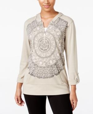 Style & Co Petite Printed Hooded Top, Only At Macy's