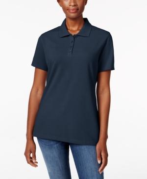 Karen Scott Petite Cotton Pique Polo Top, Created For Macy's