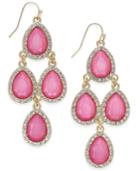 Inc International Concepts Gold-tone Teardrop Stone And Crystal Chandelier Earrings, Only At Macy's