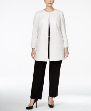 Tahari Asl Plus Size Textured Ponte Long Jacket