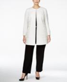 Tahari Asl Plus Size Textured Ponte Long Jacket