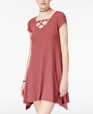 Almost Famous Juniors' Lattice-detaill Handkerchief-hem Dress