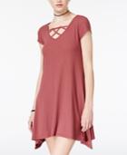 Almost Famous Juniors' Lattice-detaill Handkerchief-hem Dress