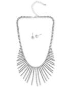 Say Yes To The Prom Silver-tone Crystal Statement Necklace & Stud Earrings