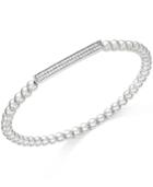 Wrapped Diamond Bar Beaded Stretch Bracelet (1/6 Ct. T.w.) In Sterling Silver