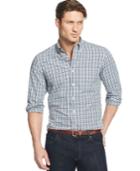 Club Room Big And Tall Long-sleeve Heather Plaid Shirt, Only At Macy's