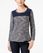Style & Co. Petite Marled Fray-trim Sweater, Only At Macy's