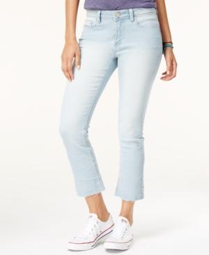 Indigo Rein Juniors' Raw-hem Cropped Flare Jeans