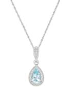 Aquamarine (1 Ct. T.w.) And Diamond (1/10 Ct. T.w.) Pendant Necklace In 14k White Gold
