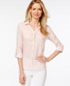Charter Club Tile-print Linen Shirt, Only At Macy's
