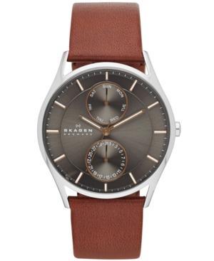 Skagen Men's Brown Leather Strap Watch 40mm Skw6086