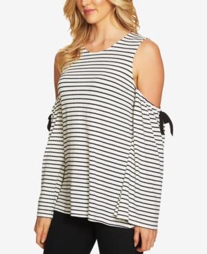 Cece Striped Cold-shoulder Top