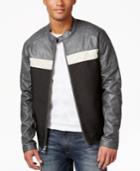 Guess Men's Faux-leather Full-zip Motorcycle Jacket