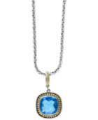 Ocean Bleu By Effy Blue Topaz (7-9/10 Ct. T.w.) Pendant Necklace In Sterling Silver With 18k Gold Accents