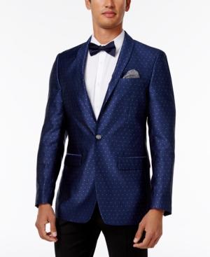 Tallia Men's Slim-fit Navy Dot Formal Dinner Jacket