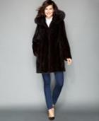 The Fur Vault Fox-trimmed Hooded Mink Coat