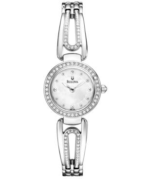 Bulova Women's Silver-tone Crystal-accent Bangle Bracelet Watch 23mm 96l126