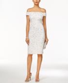 Adrianna Papell Off-the-shoulder Beaded Sheath Dress