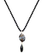 Paul & Pitu Naturally Gold-tone Double Stone Beaded Pendant Necklace