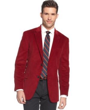 Tommy Hilfiger Jacket, Red Corduroy Sportcoat Slim Fit