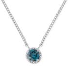 Victoria Townsend London Blue Topaz Halo Pendant Necklace In Sterling Silver (1 Ct. T.w.)