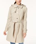London Fog Hooded Snap-front Trench Coat
