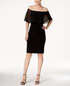 Msk Off-the-shoulder Flutter Peasant Dress