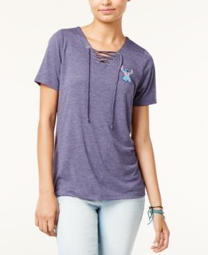 Disney Juniors' Lace-up Stitch Graphic T-shirt