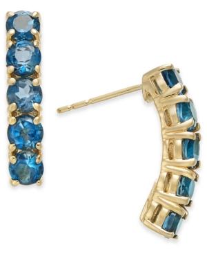 London Blue Topaz Curved Bar Drop Earrings (2-3/4 Ct. T.w.) In 14k Gold