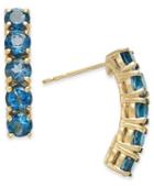 London Blue Topaz Curved Bar Drop Earrings (2-3/4 Ct. T.w.) In 14k Gold