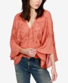 Lucky Brand Embroidered Wrap Top