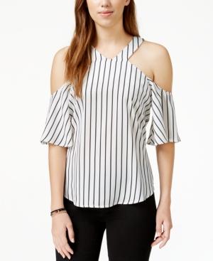 Xoxo Juniors' Striped Cold-shoulder Top