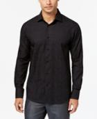 Tallia Men's Slim-fit Black Tonal Floral-jacquard Dress Shirt