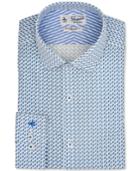 Original Penguin Men's Heritage Slim-fit Stretch Dark Blue Pattern Dress Shirt