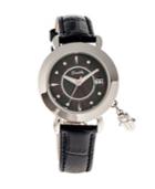 Bertha Quartz Hannah Collection Silver And Black Leather Watch 35mm
