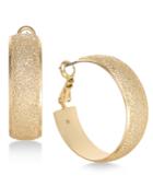 Charter Club Medium Gold-tone Wide Textured Hoop Earrings, 1.2, Created For Macy's