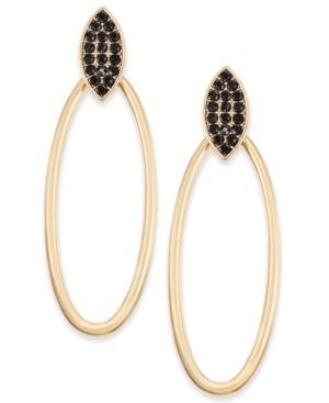 Inc International Concepts Gold-tone Pave Stone Drop Oval Hoop Earrings, Created For Macy's