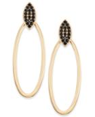 Inc International Concepts Gold-tone Pave Stone Drop Oval Hoop Earrings, Created For Macy's
